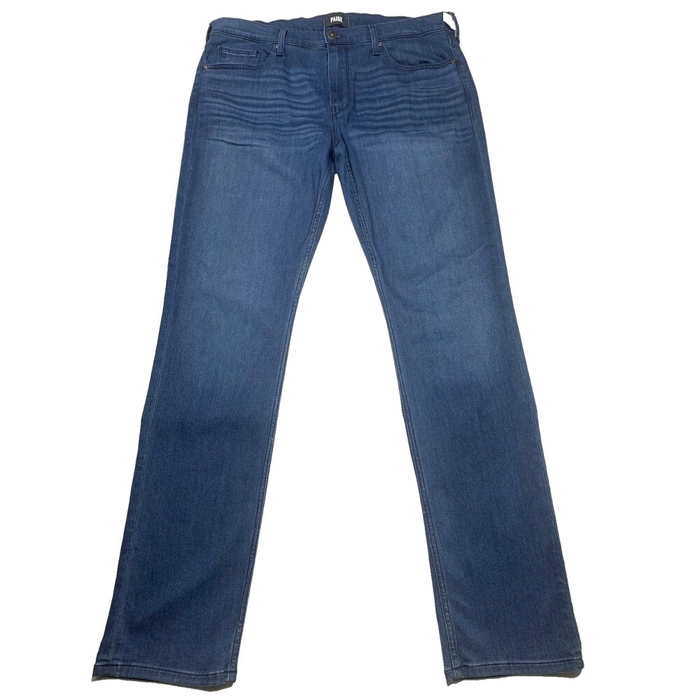 PAIGE Men Federal Slim Straight Jeans 36x34 NWT Blue Truesdale Transcend Denim